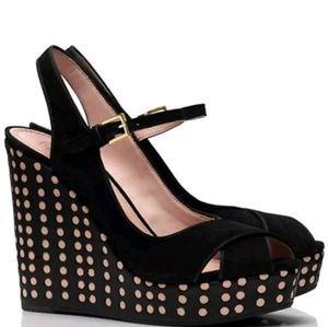 NEW Tory Burch Ollie Suede Hole Punch Wedge 8.5